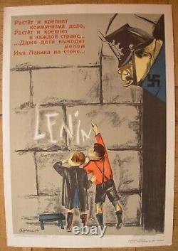 Soviet Russian POSTER Children Lenin USSR Communist propaganda Anti -Nazi