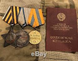 Soviet Russian Researched Order Of Glory Bravery Medal Group