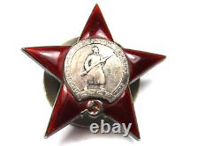 Soviet Russian Russia Order Red Star Military Award Sterling Silver Medal Badge