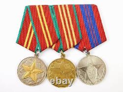 Soviet Russian Russia USSR Ribbon Bar 3 Long Service MVD MOOP Badge Medal Order