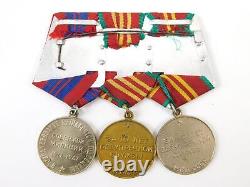 Soviet Russian Russia USSR Ribbon Bar 3 Long Service MVD MOOP Badge Medal Order