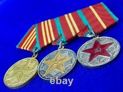 Soviet Russian Russia USSR Ribbon Bar 3 RSFSR MVD Long Service Medal Order Badge