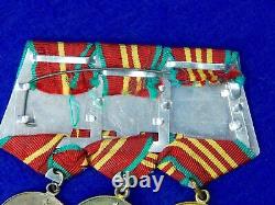 Soviet Russian Russia USSR Ribbon Bar 3 RSFSR MVD Long Service Medal Order Badge