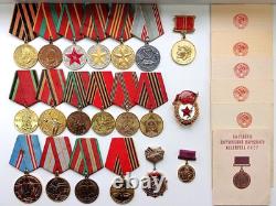 Soviet Russian Set 20 Medals, badges with 6 Documents of Veteran WW2, Army USSR