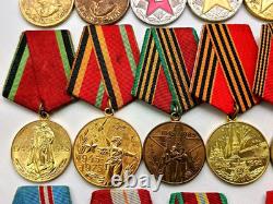 Soviet Russian Set 20 Medals, badges with 6 Documents of Veteran WW2, Army USSR