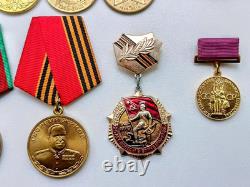 Soviet Russian Set 20 Medals, badges with 6 Documents of Veteran WW2, Army USSR