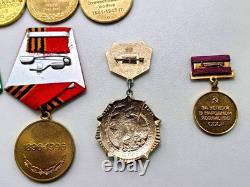 Soviet Russian Set 20 Medals, badges with 6 Documents of Veteran WW2, Army USSR