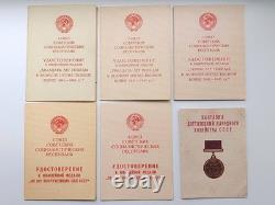 Soviet Russian Set 20 Medals, badges with 6 Documents of Veteran WW2, Army USSR