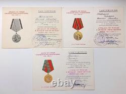 Soviet Russian Set 20 Medals, badges with 6 Documents of Veteran WW2, Army USSR