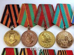 Soviet Russian Set 21 Medals, badges with 6 Documents of Veteran WW2, Army USSR