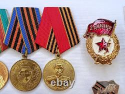 Soviet Russian Set 21 Medals, badges with 6 Documents of Veteran WW2, Army USSR
