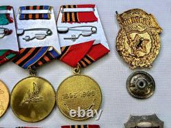 Soviet Russian Set 21 Medals, badges with 6 Documents of Veteran WW2, Army USSR