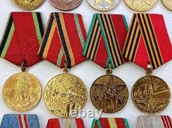 Soviet Russian Set 22 Medals, badges, 10 Documents of Veteran WW2, Army of USSR