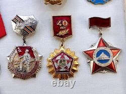 Soviet Russian Set 22 Medals, badges, 10 Documents of Veteran WW2, Army of USSR