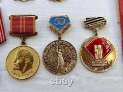 Soviet Russian Set 22 Medals, badges, 10 Documents of Veteran WW2, Army of USSR