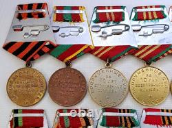Soviet Russian Set 22 Medals, badges, 10 Documents of Veteran WW2, Army of USSR
