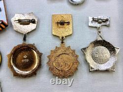 Soviet Russian Set 22 Medals, badges, 10 Documents of Veteran WW2, Army of USSR