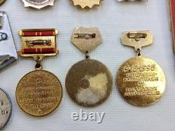 Soviet Russian Set 22 Medals, badges, 10 Documents of Veteran WW2, Army of USSR