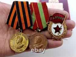 Soviet Russian Set 22 Medals, badges, 11 Documents of Veteran WW2 Army USSR WWII