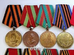 Soviet Russian Set 22 Medals, badges, 11 Documents of Veteran WW2 Army USSR WWII