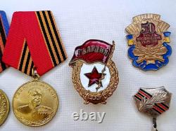 Soviet Russian Set 22 Medals, badges, 11 Documents of Veteran WW2 Army USSR WWII