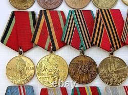 Soviet Russian Set 22 Medals, badges, 11 Documents of Veteran WW2 Army USSR WWII