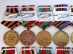 Soviet Russian Set 22 Medals, badges, 11 Documents of Veteran WW2 Army USSR WWII