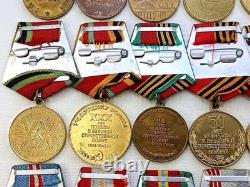 Soviet Russian Set 22 Medals, badges, 11 Documents of Veteran WW2 Army USSR WWII