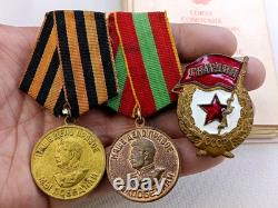 Soviet Russian Set 22 Medals, badges with 10 Documents of Veteran WW2, Army USSR
