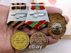 Soviet Russian Set 22 Medals, badges with 10 Documents of Veteran WW2, Army USSR