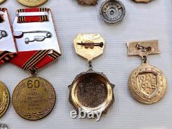 Soviet Russian Set 22 Medals, badges with 10 Documents of Veteran WW2, Army USSR