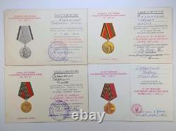 Soviet Russian Set 22 Medals, badges with 10 Documents of Veteran WW2, Army USSR