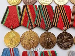Soviet Russian Set 23 Medals, badges with 6 Documents of Veteran WW2, Army USSR