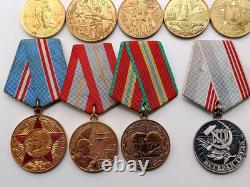 Soviet Russian Set 23 Medals, badges with 6 Documents of Veteran WW2, Army USSR
