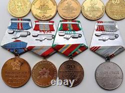 Soviet Russian Set 23 Medals, badges with 6 Documents of Veteran WW2, Army USSR