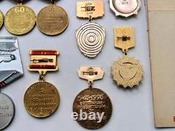 Soviet Russian Set 23 Medals, badges with 6 Documents of Veteran WW2, Army USSR