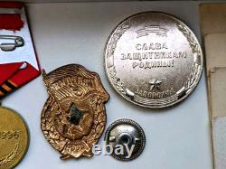 Soviet Russian Set 23 Medals, badges with 7 Documents of Veteran WW2, Army USSR