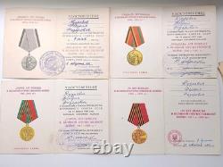 Soviet Russian Set 23 Medals, badges with 7 Documents of Veteran WW2, Army USSR