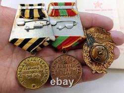 Soviet Russian Set 24 Medals, badges with 8 Documents of Veteran WW2, Army USSR