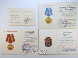 Soviet Russian Set 24 Medals, badges with 8 Documents of Veteran WW2, Army USSR
