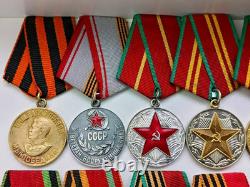 Soviet Russian Set 25 Medals, badges with 10 Documents of Veteran WW2, Army USSR