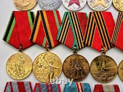 Soviet Russian Set 25 Medals, badges with 10 Documents of Veteran WW2, Army USSR