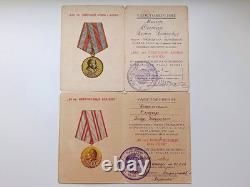 Soviet Russian Set 25 Medals, badges with 10 Documents of Veteran WW2, Army USSR