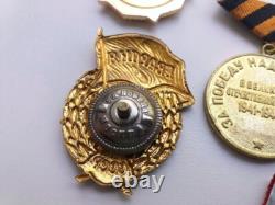 Soviet Russian Set of 17 Medals, Badges. 5 Documents of Veteran WW2, Army. USSR