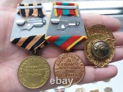Soviet Russian Set of 18 Medals and Badges of Veteran WW2, Army USSR. Document