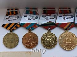 Soviet Russian Set of 20 Medals and Badges of Veteran WW2, Army USSR. Documents
