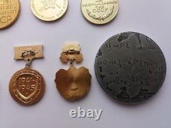 Soviet Russian Set of 20 Medals and Badges of Veteran WW2, Army USSR. Documents