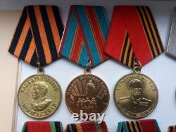 Soviet Russian Set of 22 Medals, Badges. 8 Documents of Veteran WW2, Army. USSR