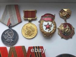 Soviet Russian Set of 22 Medals, Badges. 8 Documents of Veteran WW2, Army. USSR