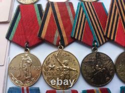 Soviet Russian Set of 22 Medals, Badges. 8 Documents of Veteran WW2, Army. USSR